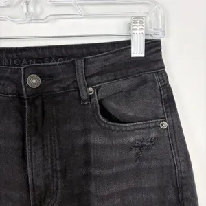 American Eagle Mom Straight Jean Washed Black Denim High Rise Size 2 Regular thumbnail 6