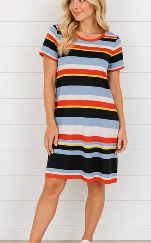Michael Michael Kors striped crewneck tshirt dress M thumbnail 1