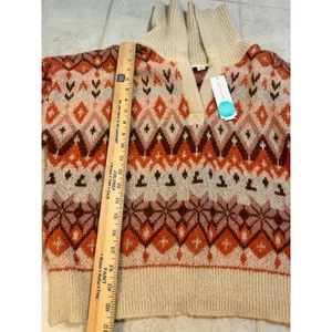 The General Good Fair Isle Collared Sweater Beige Orange Fall Size M NWT thumbnail 8