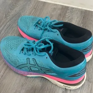 Asics Gel Kayano 25 Womens Running Shoes Blue‎ Pink Size 7.5 thumbnail 3