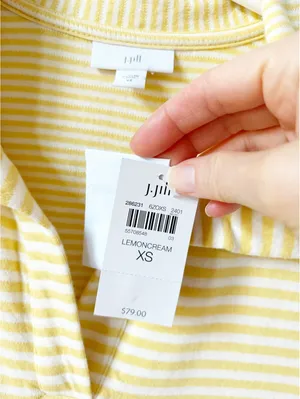 J Jill Split Neck Collared Pullover Striped Sweater Lemoncream Size XS Preppy thumbnail 4