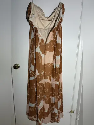 Katie May Adele Strapless Floral Maxi Dress in Brown and Blush Gown thumbnail 9