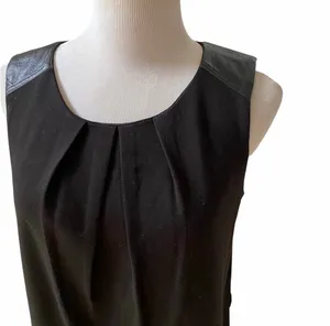 Forever 21 Little Black Dress Sheath Shift Faux Leather Knit S Exposed Back Zip thumbnail 10