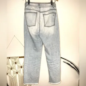 DL1961 Jeans Jerry High Rise Vintage Straight Leg Raw Hem Light Wash denim thumbnail 4