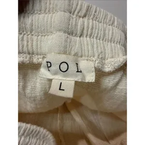 POL Wide Leg Crochet Lace Floral Cream White Elastic Waist Size L 100% Cotton thumbnail 4