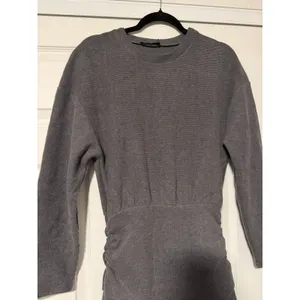 Zara Gray‎ Ribbed Knit Sweater Mini Dress Blend Chunky Structured Tik Tok Flaw thumbnail 3