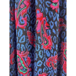 Land And Sea Vintage Ames Bold Blue Pink Floral Midi Elastic Waist Skirt M NWT thumbnail 5