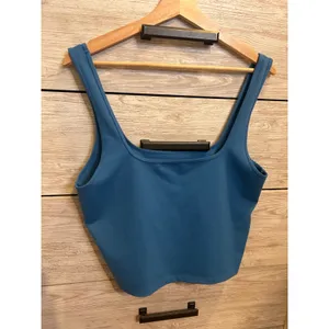 Abercrombie & Fitch Soft Collection Cropped Tank Top Teal Blue XL Seam Detail thumbnail 3