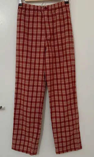Brandy Melville Tilden Plaid Flannel Pants One Size Elastic Waist High Rise Red thumbnail 1