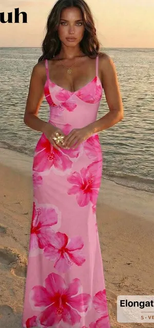 Pink flower dress Size M thumbnail 1