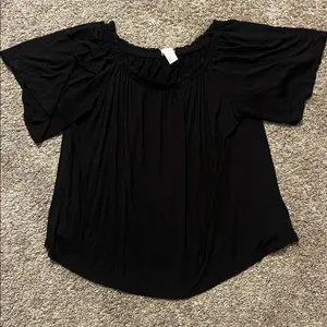 H&M Women’s Black Off The Shoulder Flare‎ Sleeve Ruffle Trim Blouse Small thumbnail 6