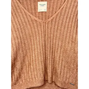 Abercrombie & Fitch Brown Ribbed Knit Long Sleeve Oversized V-Neck Sweater Sz XL thumbnail 7