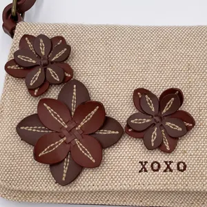 Vintage XOXO Y2K Mini Bag Purse Cotton Jute Fabric Flower Applique Retro 2000s thumbnail 3