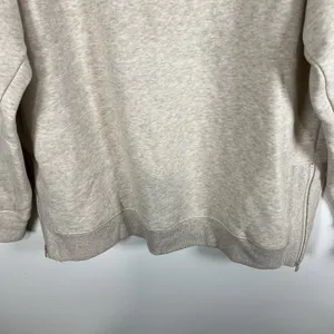 Zella Oatmeal Heather Cotton Casual Athletic‎ Sweater Zip Sides Women’s Size L thumbnail 3