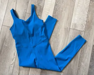 NWT-Rae Mode Ribbed Fitted V-Neck Jumpsuit 7/8 Length Sonic Blue size Large thumbnail 1