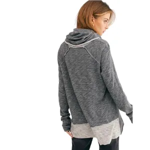 FREE PEOPLE BEACH Women’s Boho Cocoon Heather Gray Cowl Neck Knit Top thumbnail 3