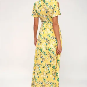 Lulu's Exclusive Yellow Wrap Dress. ‎ M thumbnail 3