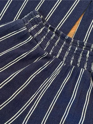 Forever 21 Navy Striped Wide-Leg Pants thumbnail 6