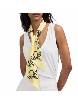 Madewell 100% Silk Twill Tie Scarf Hair Bag Accessory Floral Iced Lemon NWT thumbnail 3