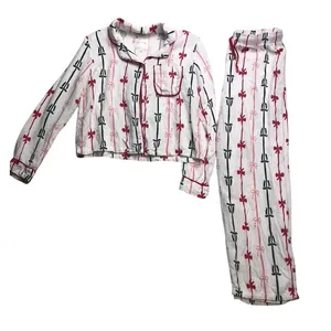 Sage & Sky Womens White Red Black‎ Bow Ribbon Pajama Set Size S Long Sleeve Crop thumbnail 1