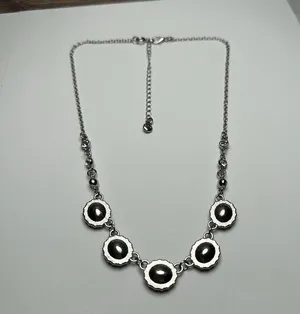 Roman Clear Rhinestone Silver Tone Necklace Signed RMN Adjustable Length thumbnail 11