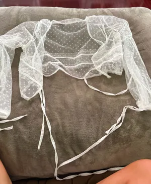 White polyester cardigan see through thumbnail 1