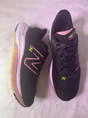 New Balance Women's Sneaker in Black with Pink & Neon Green Accents thumbnail 5