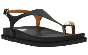NWT DV Dolce Vita Pacey Round Toe Ring Footbed Flat Sandals PACEY Black 9M thumbnail 1