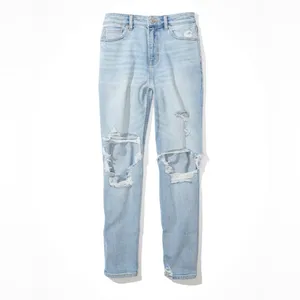 American Eagle Stretch Ripped High Rise Mom Jean in Emotional Blue Size 12 thumbnail 3