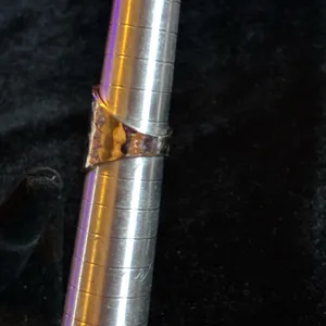 Statement Silver tone Hammered Wide Cigar Band Ring Size 6 thumbnail 3