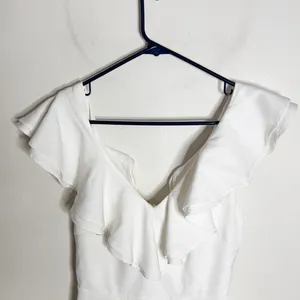 Lulus off white Divine Darling Ruffled Skater Dress Size S thumbnail 4