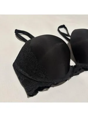 Victoria’s Secret Black Lace Trim Dream Angels Push Up Bra 32D thumbnail 2
