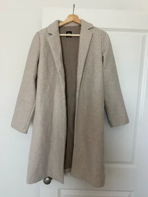Zara Beige Open-Front Wool-Blend Coat thumbnail 1
