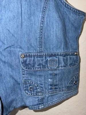 Vintage Jean Jacket Cropped Pockets cottagecore granny sleeveless vest thumbnail 4