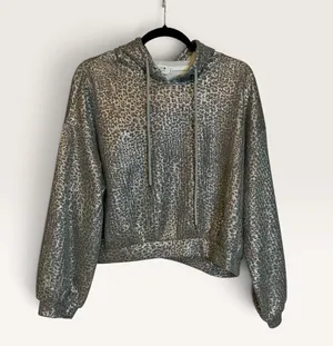Molly Bracken Women's Silver Leopard Print Hoodie Size S thumbnail 1
