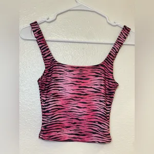 I.AM.GIA Women’s Pink Fuchsia‎ Zebra Print Cropped Tank Top Size XS thumbnail 4