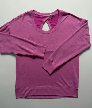 Balance Collection Dana Back Keyhole Pullover Sweatshirt, Pink, Size M thumbnail 1