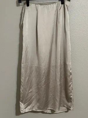 Abercrombie & Fitch Neutral Knotted Satin Side Slit Midi Skirt Womens Size Small thumbnail 4
