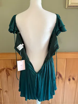 Hello Molly Forest Green Ruffle Wrap Mini Dress NWT size 4 Homecoming thumbnail 6