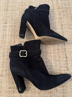 Sam Edelman Rita Block Heel Suede Boot Size 8 Black thumbnail 2