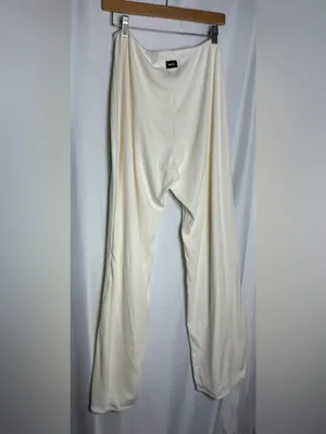 Skims ribbed bone Cream Wide-Leg Pants cozy XL NWOT thumbnail 4