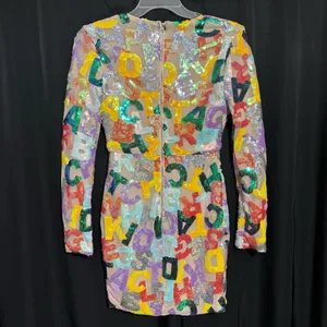Unbranded Colorful Sequined Alphabet Letters Formal Ladies Party Dress size L thumbnail 2