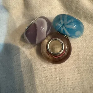 Pandora Set Of 3 Authentic‎ Murano Charm Pink Blue Purple Sterling 925 thumbnail 3
