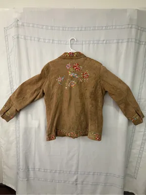 Avanti New York Embroidered Suede Jacket Birds Flowers Brown women’s size XL(C64 thumbnail 15