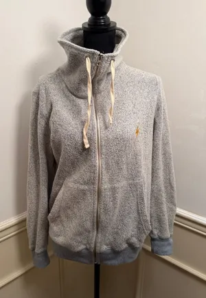 Lightning Bolt A Pure Source Mens Full Zip Funnel Neck Sweatshirt Jacket Blue thumbnail 1