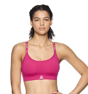 Reebok Women's Pink Racerback Sports Bra Medium Support Wireless Full Coverage S thumbnail 1