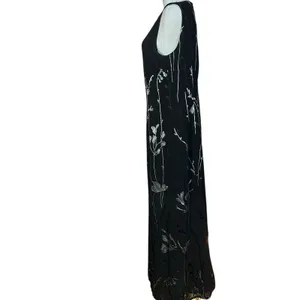 Casual Corner VTG Shift Dress Black Floral Sleeveless Maxi/Ankle SZ 12 Sheer thumbnail 5