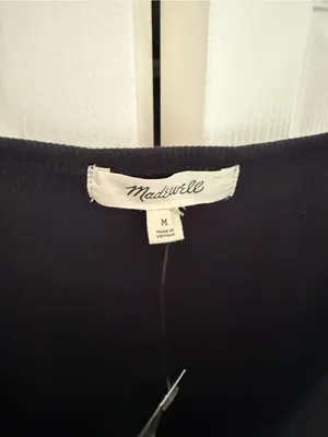 NWT Madewell Ribbed Cami Thong Bodysuit Black Simple Basic Bodysuit Medium thumbnail 6