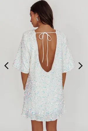 Mini sequin dress in white Size 6 thumbnail 2