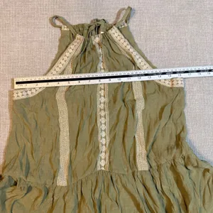 Boho Olive Green‎ Boho Halter Top Small Embroidered Peplum Tank Blouse Fairycore thumbnail 5